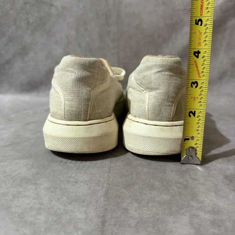 Vionic Elsa Sneakers Women 7 Cream Good Linen Platform Lace Up Casual Low Top